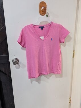 Ralph Lauren Pink V-Neck Polo Tee